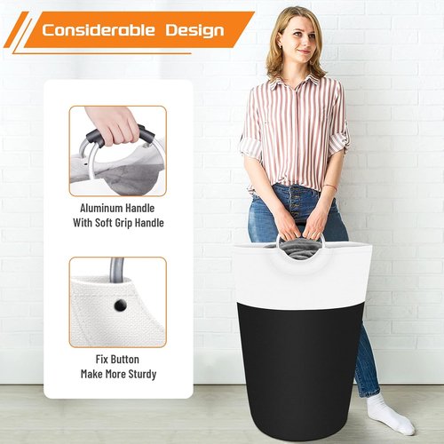BlissTotes 90L Laundry Basket - Collapsible Waterproof Hamper with Foam Handles | Black