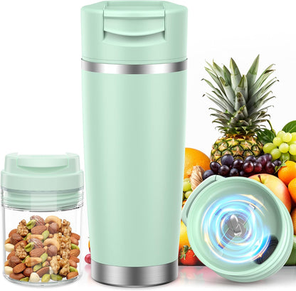 Skiennix Portable Blender - 24oz Insulated Cup, Cordless & USB-C Rechargeable, BPA Free - Green