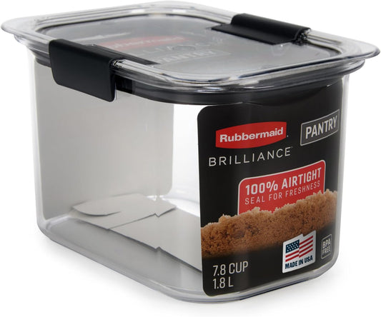 Rubbermaid Brilliance Airtight Food Storage Container - BPA-Free 7.8 Cup for Brown Sugar | Leak-Proof & Dishwasher-Safe