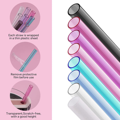 Stanley Replacement Straws - Extra Long 12-Inch Reusable Plastic Straws for 40 oz & 30 oz Tumblers | 6-Pack Clear