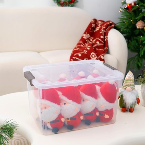 Citylife 32 QT Plastic Storage Bins - Stackable Containers with Latching Lids for Garage, Closet & Kitchen | 4-Pack