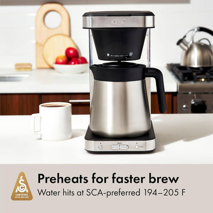 OXO Brew 8-Cup Coffee Maker - SCA Certified Thermal Stainless Steel | Single-Serve & Carafe