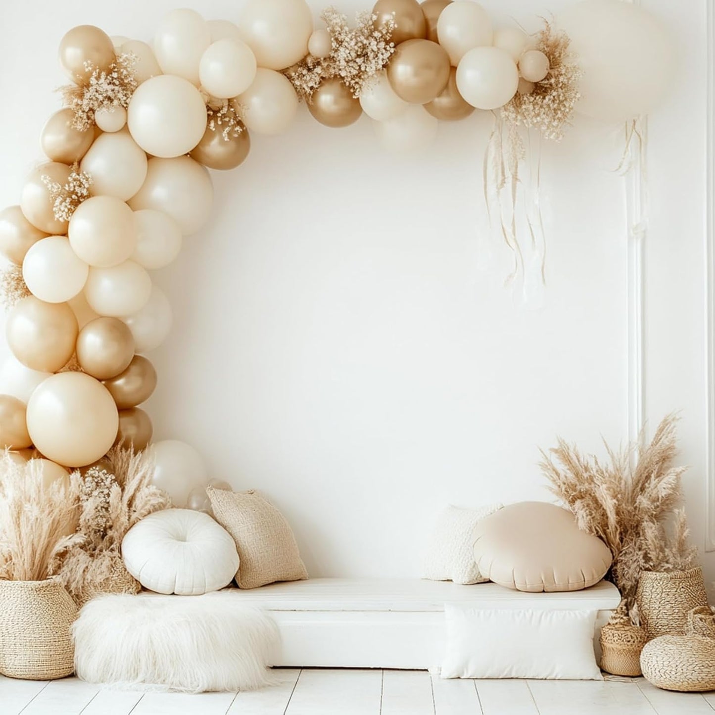 RUBFAC Ivory White Latex Balloons - 129pcs Garland Arch for Birthday, Wedding, Baby Shower | Various Sizes 5-18 Inch