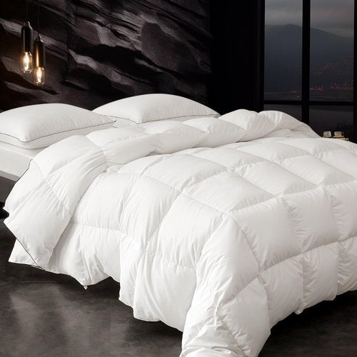 Down Fibers Comforter King Size -Ultra Soft Comforter High Fill Power Comforters,Hotel Collection Fully Duvet Insert with Corner Tabs,Expert-Crafted Even Loft(White,106x90)