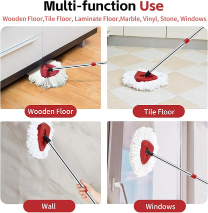 O Cedar Spin Mop Replacement Kit - 2 Microfiber Mop Heads, 58" Handle & Scrub Brush Attachment