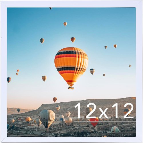 JCJMY 12x12 Inch Picture Frame - Versatile Wall Hanging for Horizontal & Vertical Displays | Shatter-Resistant Plexiglass, White
