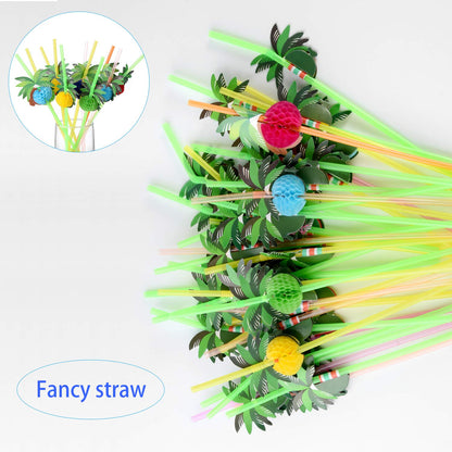 ALINK 50 Coconut Tree Drinking Straws, Hawaiian Beach Cocktail Luau Party Decorations Supplies