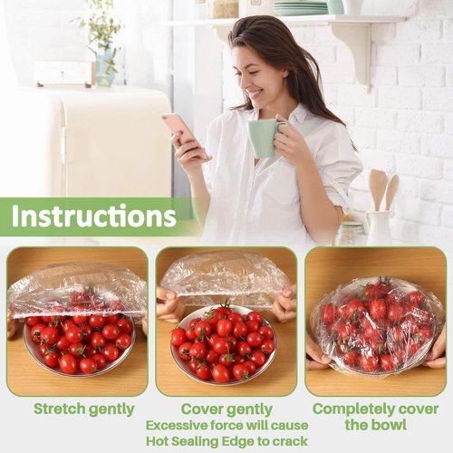 MAQIHAN 100 Extra Large Bowl Covers - Reusable Elastic Plastic Wrap for Sourdough Baking & Food Storage