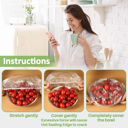 MAQIHAN 100 Extra Large Bowl Covers - Reusable Elastic Plastic Wrap for Sourdough Baking & Food Storage