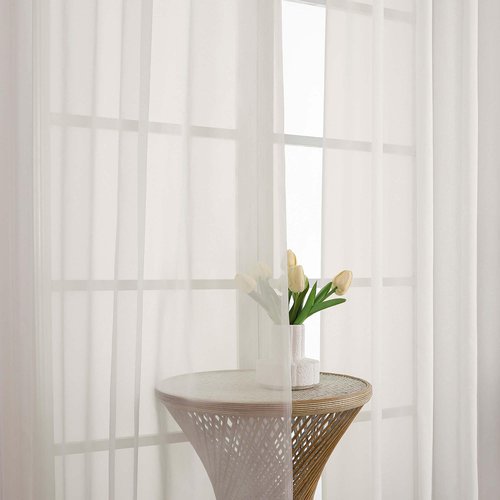 OWENIE Ivory Sheer Curtains 72 Inches Long 2 Panels Set, Transparent Voile Sheer Curtain for Living Room Bedroom Window Sliding Glass Door Treatment, 59 x 72 Inch, Ivory