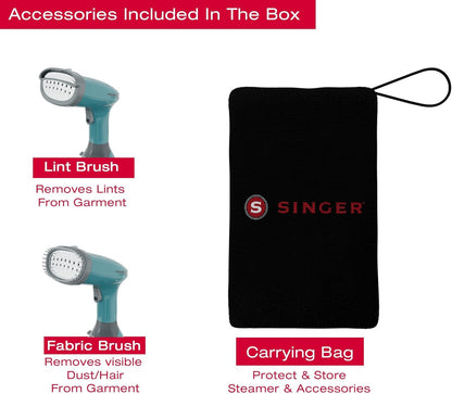 SINGER Handheld Garment Steamer - 1500W Powerful Steam | Fast 20s Heat-Up | 280ML Detachable Tank