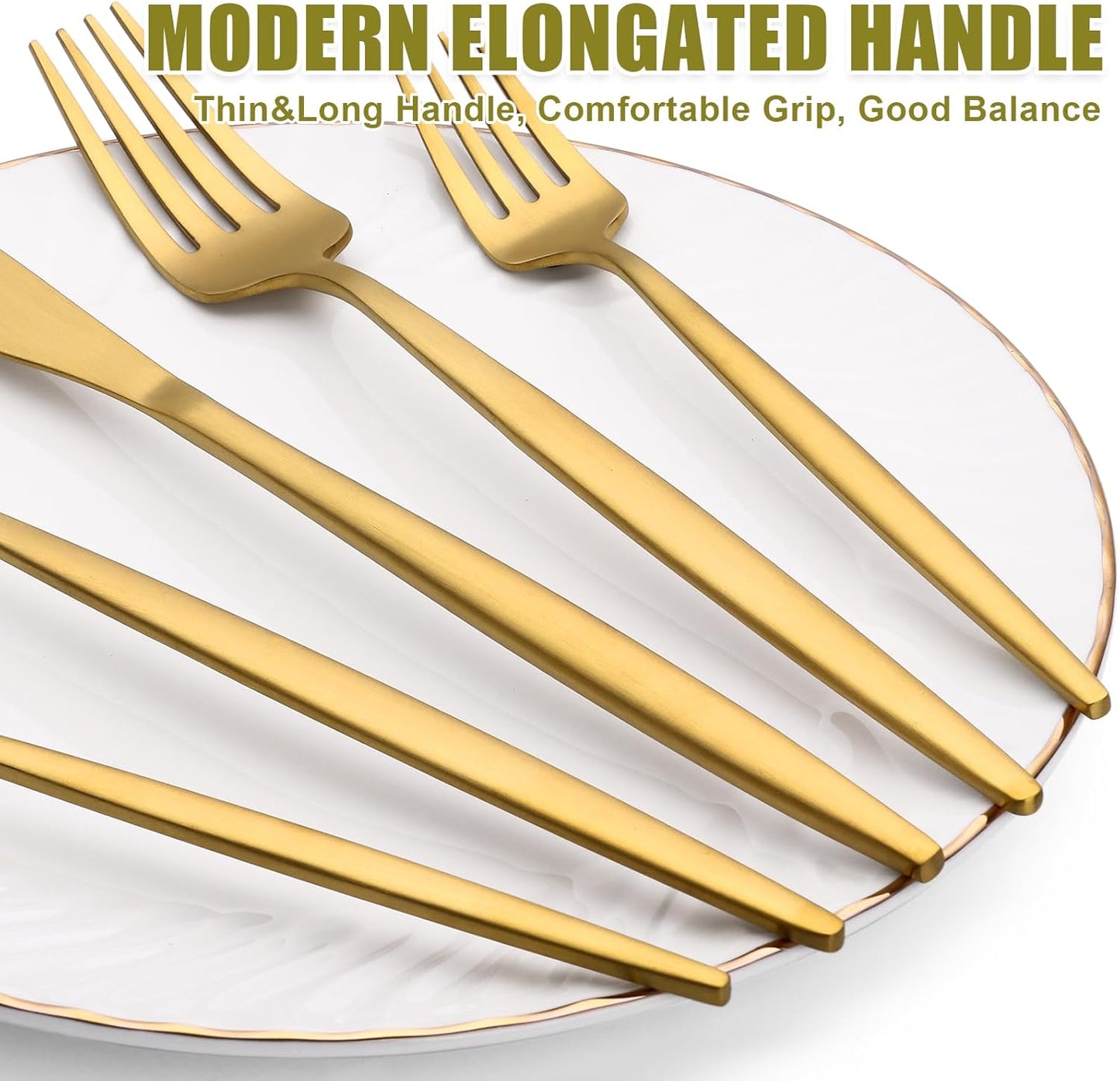 Terlulu 20-Piece Gold Silverware Set - Elegant Stainless Steel Flatware for 4 | Perfect for Home, Kitchen, and Weddings