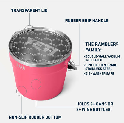 YETI Beverage Serving Set, (1) Wine Chiller, and (1) Beverage Bucket, Tropical Pink