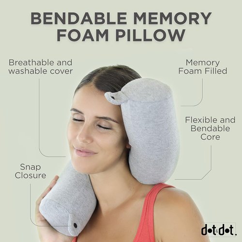 Dot&Dot Twist Memory Foam Travel Pillow - Adjustable Neck Support for Airplanes & Sleeping - Versatile Travel Pillow