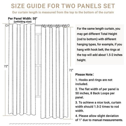 100% Blackout Shield Linen Blackout Curtains for Bedroom 72 Inches Long, Back Tab/Rod Pocket Living Room Drapes, Thermal Insulated Blackout Curtains 2 Panels Set, 50" W x 72" L,Cream