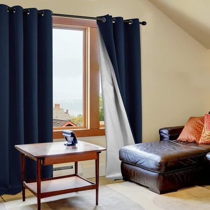 Deconovo Blackout Curtains - Thermal Insulated Room Darkening Drapes | Navy Blue, 52W x 84L, 2 Panels