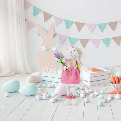 Skiennix Standing Easter Bunny Decor - Plush Gnome Figurine with Stretchable Legs | Cute Pink Spring Decoration for Home and Office