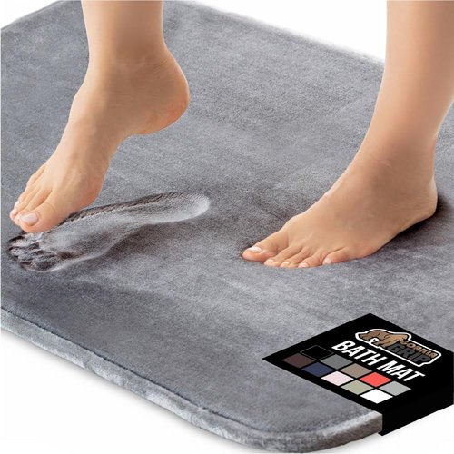 GORILLA GRIP Memory Foam Bath Rug - Soft, Absorbent Velvet Mat | Durable, Machine Washable, 24x17 in Graphite Gray