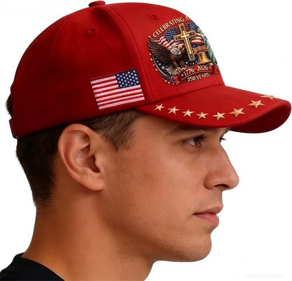 250th Anniversary USA Hat - Eagle Liberty Cross Print | Adjustable Baseball Cap for Men & Women