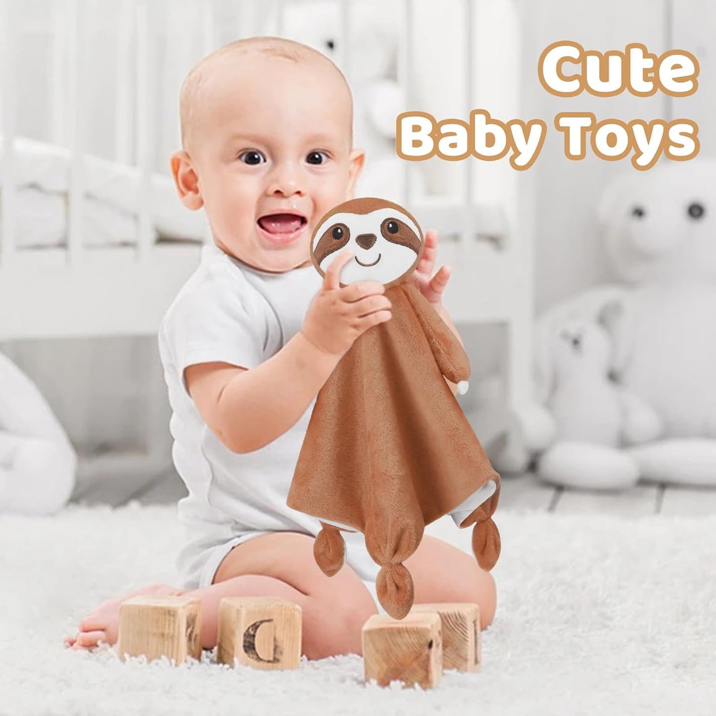 Pro Goleem Sloth Security Blanket - Soft Lovey for Newborns | 14-Inch Snuggle Toy for Boys and Girls