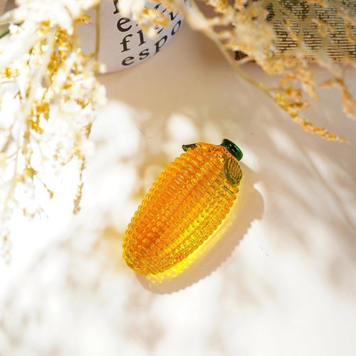 Art Glass Corn Figurine Decor - Unique Tabletop Centerpiece | Perfect for Home, Kitchen, Office