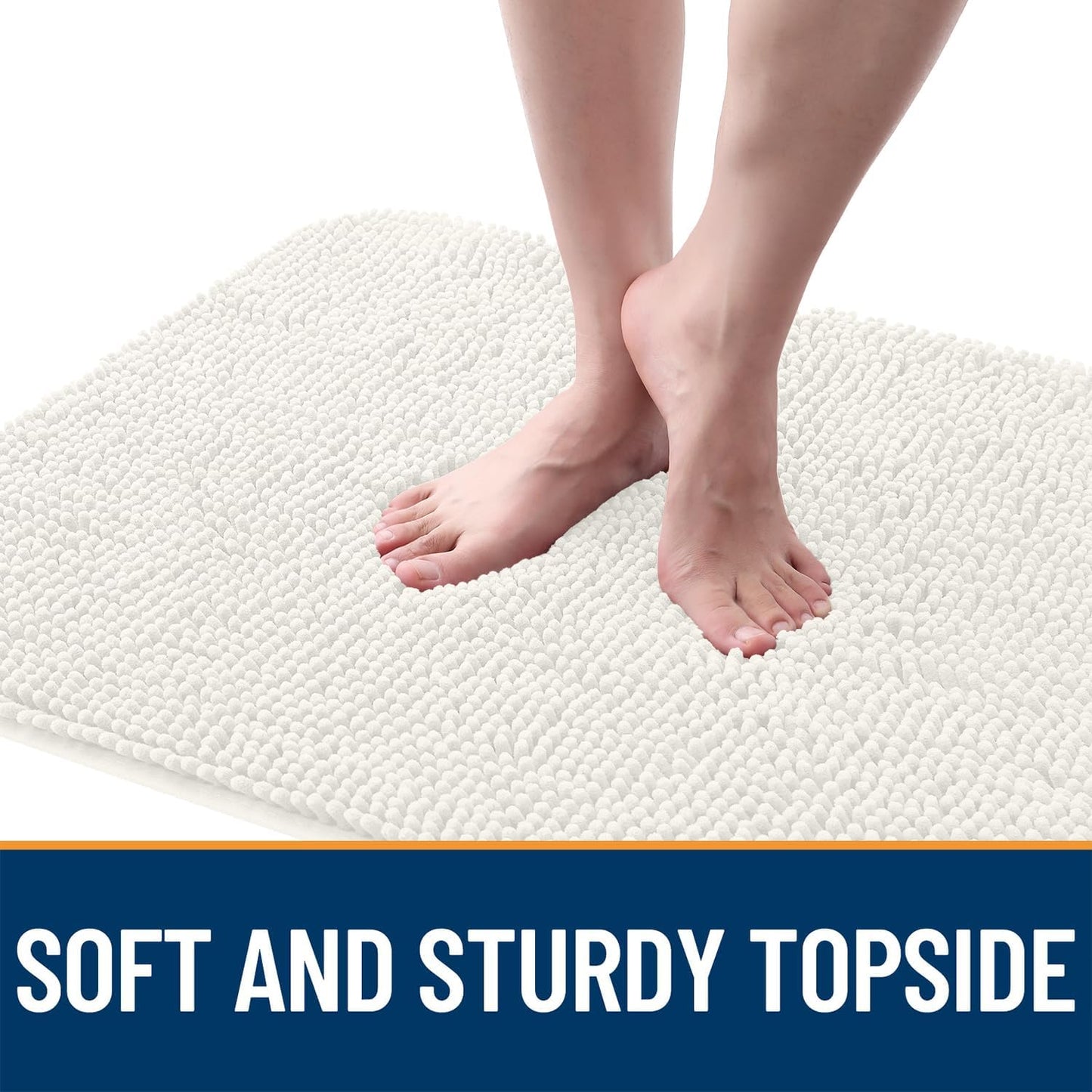 OLANLY Dog Door Mat - Absorbent Non-Slip Chenille Mat for Muddy Paws | 59x24 Inches, Ivory