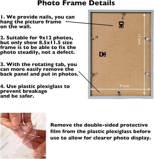 JCJMY 9x12 Rustic Brown Picture Frame - Versatile Wall Mounting for Horizontal or Vertical Display