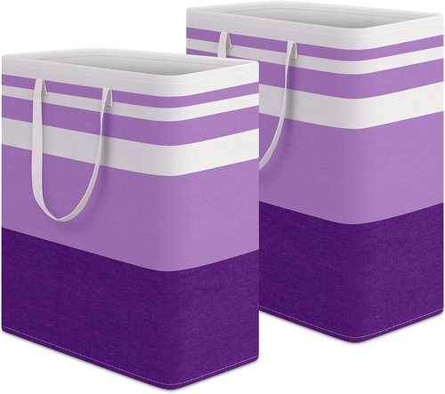 HomeHacks Large Waterproof Laundry Baskets - Collapsible Hampers with Reinforced Handles | 100L Each, Purple