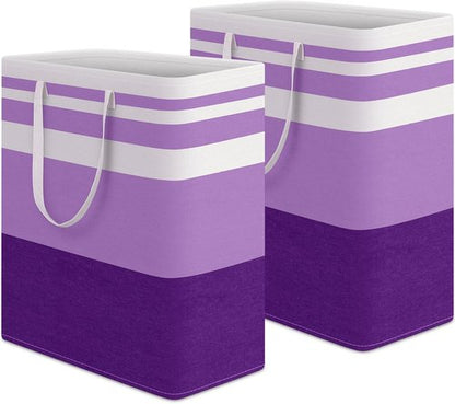 HomeHacks Large Waterproof Laundry Baskets - Collapsible Hampers with Reinforced Handles | 100L Each, Purple