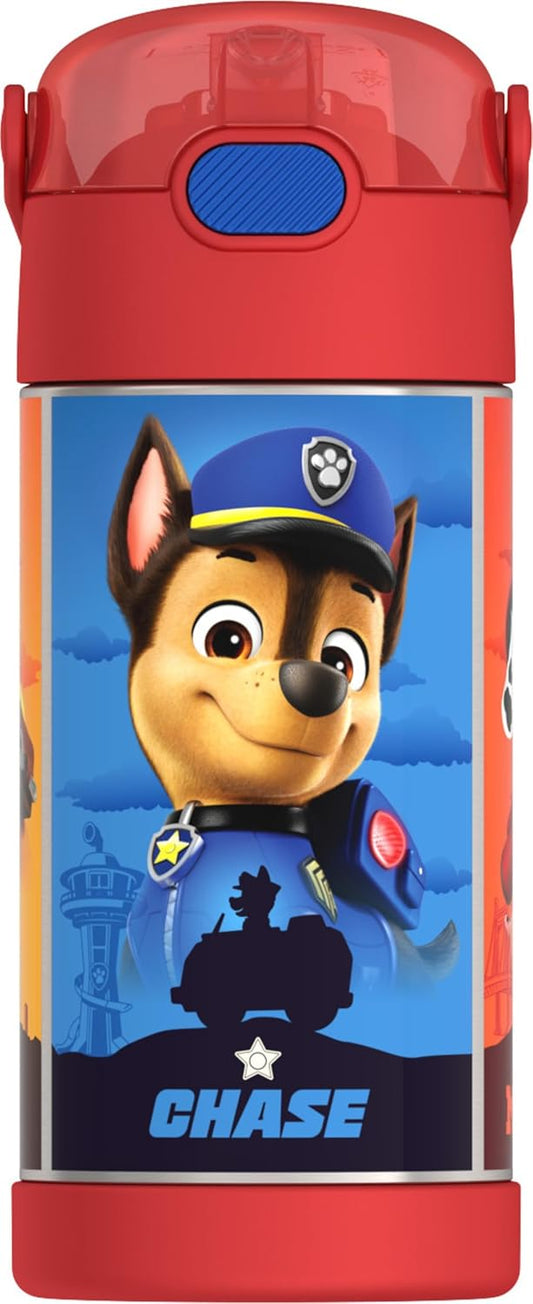 THERMOS FUNTAINER Water Bottle - 12 Ounce Kids Stainless Steel Insulated Bottle with Straw | Paw Patrol Design