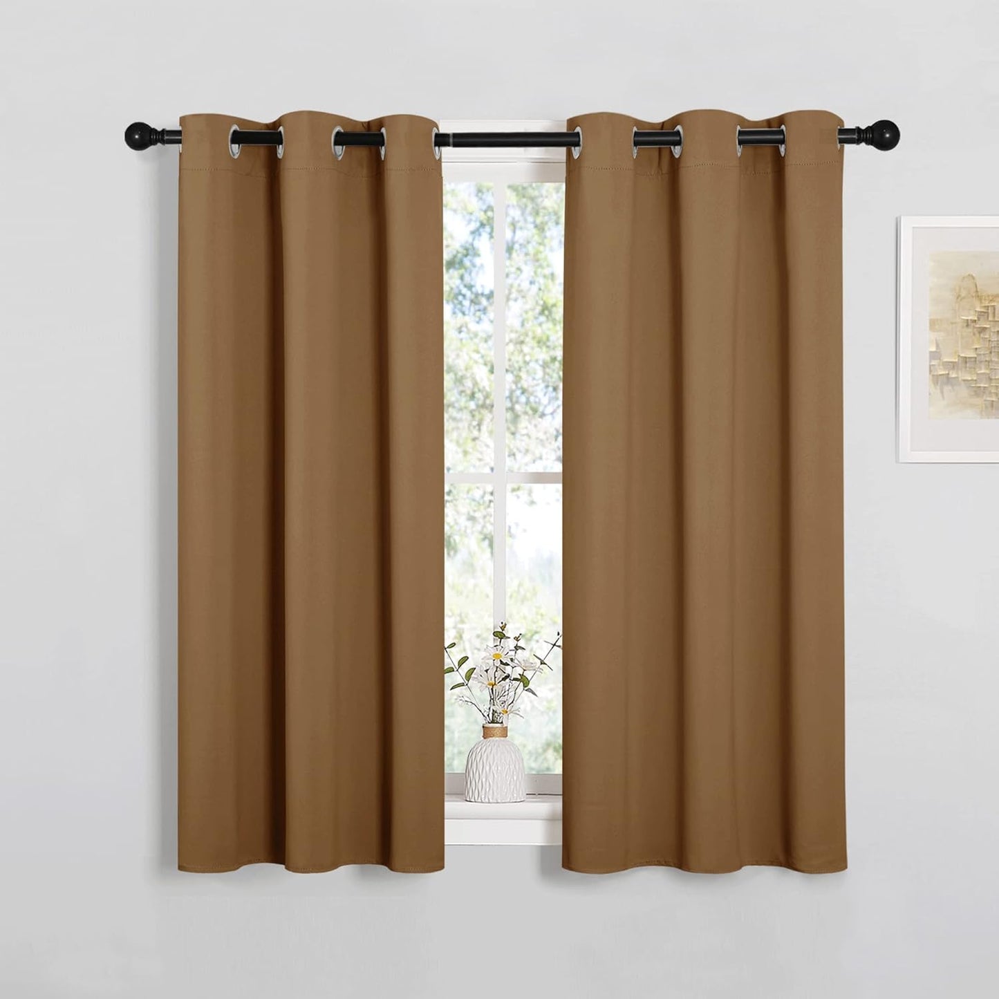 NICETOWN Blackout Curtains - Noise Reducing & Draft Blocking | 84-Inch Length, 2 Panels in Gold Brown