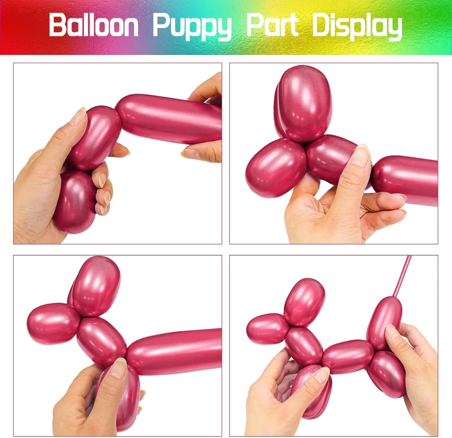 Skiennix 100Pcs Metallic Long Balloons - Thick Latex Twisting Balloons for Animal Modeling | Multi-Color