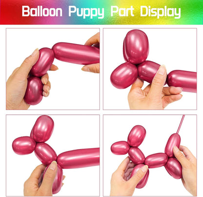 Skiennix 100Pcs Metallic Long Balloons - Thick Latex Twisting Balloons for Animal Modeling | Multi-Color