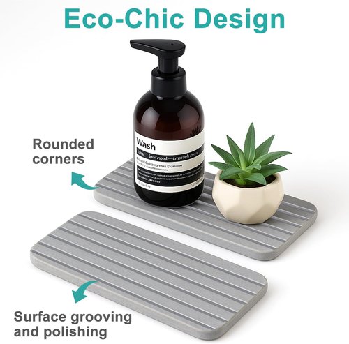 Diatomaceous Earth Dish Drying Mat - Quick Drying Absorbent Stone for Kitchen & Bathroom | Versatile Sink Tray