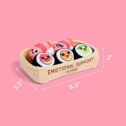 Relatable Emotional Support Sushi | Cuddly Stuffed Animals Set - 5 Plush Toys with Basket for Mom