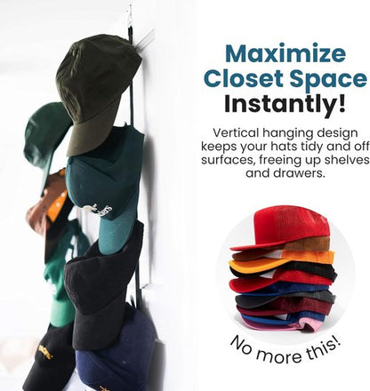 Jokari Over The Door Cap Rack Organizer - Adjustable Hat Storage System for 16 Baseball Caps | 2 Pack