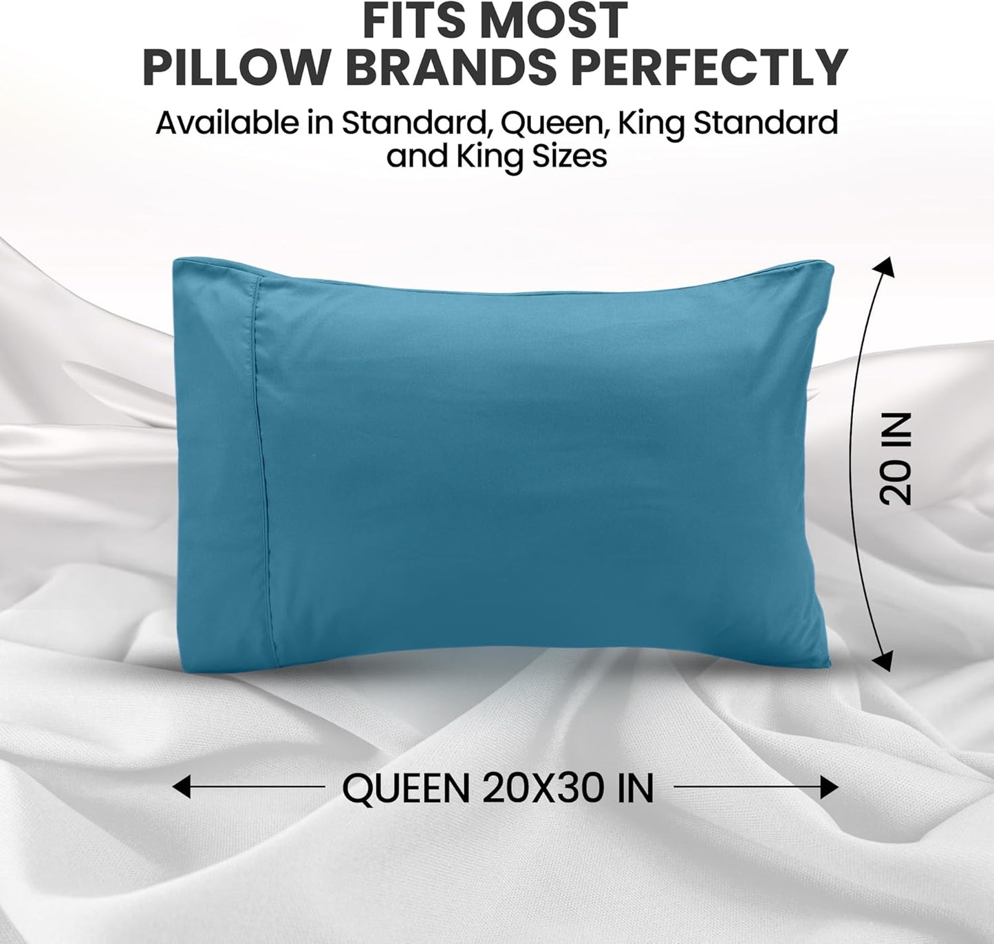 Utopia Bedding Queen Pillow Cases - Soft Brushed Microfiber - 2 Pack, Fade Resistant | Denim Blue 20 x 30 Inches