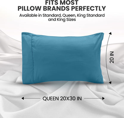Utopia Bedding Queen Pillow Cases - Soft Brushed Microfiber - 2 Pack, Fade Resistant | Denim Blue 20 x 30 Inches