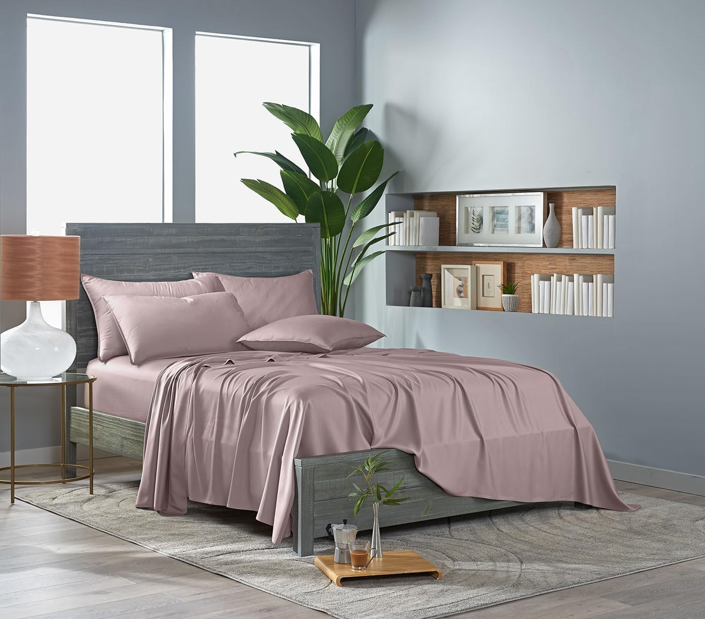 Pure Bamboo Twin Sheets - 100% Organic Viscose Bed Sheet Set, Luxuriously Soft & Cooling | Dusty Pink