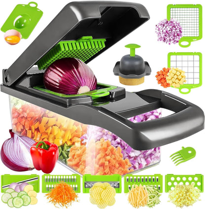 Pro-Series 16-in-1 Vegetable Chopper - Multi-Blade Food Cutter with Container & Kitchen Gadgets