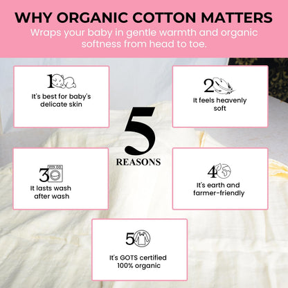 Skiennix Organic Muslin Swaddle Blankets - 100% Cotton, Soft & Breathable Baby Wraps | 3-Pack, 47 x 47 Inches
