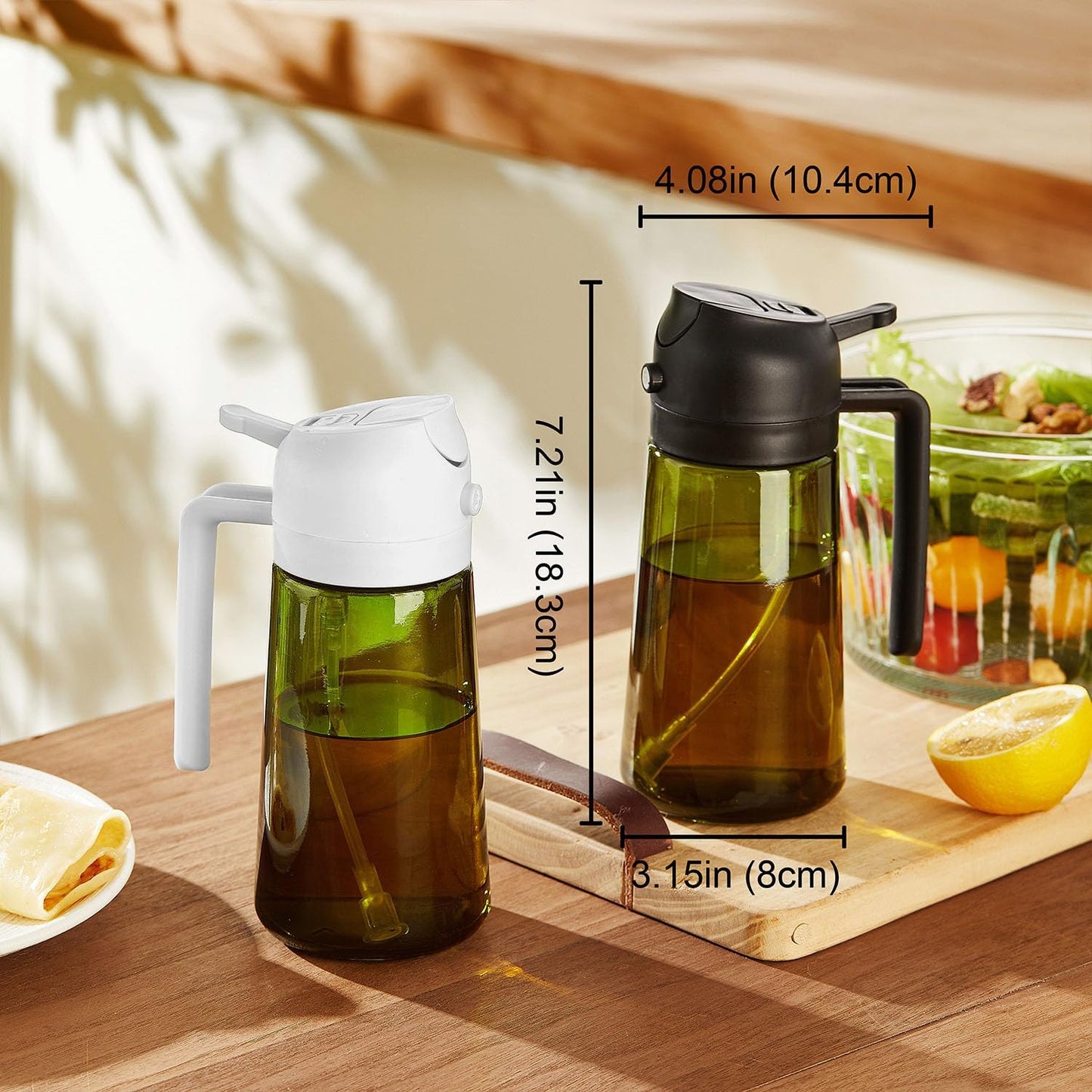 TrendPlain - Olive Oil Dispenser Bottle | 16oz Kitchen Gadget for Cooking & Air Fryer - Black