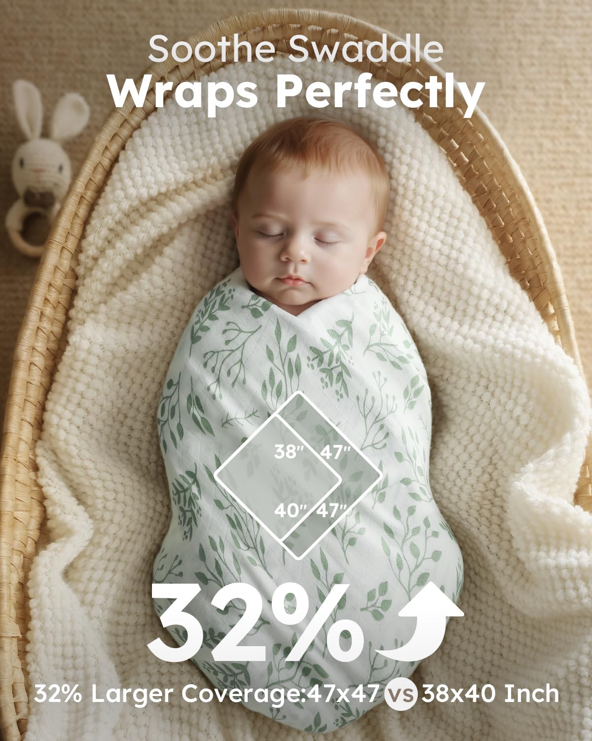 Yoofoss Muslin Swaddle Blankets, Organic Baby Blankets, 47 x 47 Inches Receiving Blanket for Baby Boys and Girls, Baby Essentials for Newborns Soft Breathable