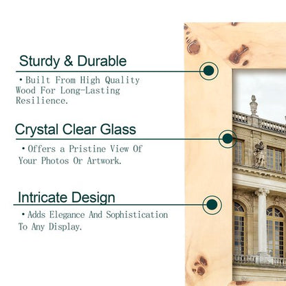 Concepts Set Of 4-4x6 Burl Wood Picture Frames - Natural Wood Finish Picture Frames for Family Photos - Elegant Wallhung Decor in Bulk