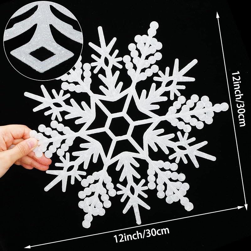 24 Pcs 12 Inch White Snowflake Ornaments - Large Christmas Decor (Variation: White+24)