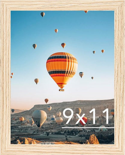 JCJMY 9x11 Picture Frame - Versatile Wall Mounting & Tabletop Display | Shatter-Resistant Plexiglass, Natural Finish