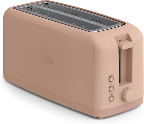 Bella 4-Slice Slim Toaster - 10” Long Slot with 6 Shade Settings & Auto Shutoff | Blossom Color