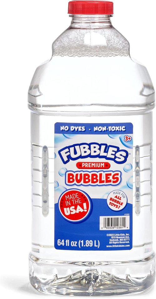 Fubbles Little Kids Bubbles - 64oz Non-Toxic Bubble Solution | Refill for Bubble Machines & Toys