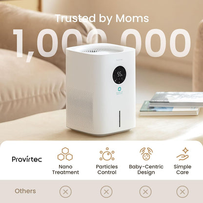 Provirtec Pro Baby Humidifier - Mist-Free, BPA-Free & Quiet 16dB | 4L Tank for Nursery & Kids