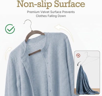HOUSE DAY Velvet Hangers - Non-Slip Heavy Duty Clothes Hangers | 60 Pack Taupe, Space-Saving Design